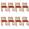 Image de vidaXL Chaises de jardin lot de 8 avec coussins Bois de teck massif