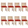 Image de vidaXL Chaises de jardin lot de 8 avec coussins Bois de teck massif