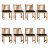Image de vidaXL Chaises de jardin lot de 8 avec coussins Bois de teck massif