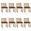 Image de vidaXL Chaises de jardin lot de 8 avec coussins Bois de teck massif