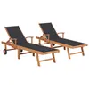 Image de vidaXL Chaises longues lot de 2 avec coussin anthracite Teck solide