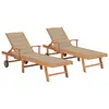 Image de vidaXL Chaises longues lot de 2 avec coussin beige Bois de teck solide