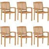 Image de vidaXL Chaises de jardin empilables 6 pcs Bois de teck solide