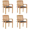 Image de vidaXL Chaises de jardin empilables avec coussins lot de 4 Teck solide