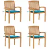 Image de vidaXL Chaises de jardin empilables avec coussins lot de 4 Teck solide