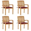 Image de vidaXL Chaises de jardin empilables avec coussins lot de 4 Teck solide
