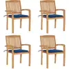 Image de vidaXL Chaises de jardin empilables avec coussins lot de 4 Teck solide