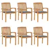 Image de vidaXL Chaises de jardin empilables avec coussins lot de 6 Teck solide