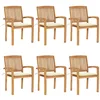 Image de vidaXL Chaises de jardin empilables avec coussins lot de 6 Teck solide