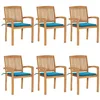 Image de vidaXL Chaises de jardin empilables avec coussins lot de 6 Teck solide