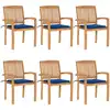 Image de vidaXL Chaises de jardin empilables avec coussins lot de 6 Teck solide