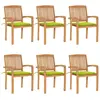Image de vidaXL Chaises de jardin empilables avec coussins lot de 6 Teck solide