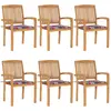 Image de vidaXL Chaises de jardin empilables avec coussins lot de 6 Teck solide