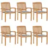 Image de vidaXL Chaises de jardin empilables avec coussins lot de 6 Teck solide