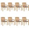 Image de vidaXL Chaises de jardin empilables avec coussins lot de 8 Teck solide