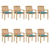 Image de vidaXL Chaises de jardin empilables avec coussins lot de 8 Teck solide