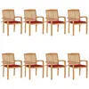 Image de vidaXL Chaises de jardin empilables avec coussins lot de 8 Teck solide