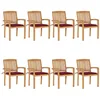 Image de vidaXL Chaises de jardin empilables avec coussins lot de 8 Teck solide