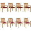 Image de vidaXL Chaises de jardin empilables avec coussins lot de 8 Teck solide