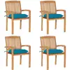 Image de vidaXL Chaises de jardin empilables avec coussins lot de 4 Teck solide