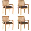 Image de vidaXL Chaises de jardin empilables avec coussins lot de 4 Teck solide