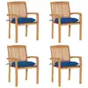 Image de vidaXL Chaises de jardin empilables avec coussins lot de 4 Teck solide