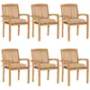 Image de vidaXL Chaises de jardin empilables avec coussins lot de 6 Teck solide