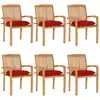 Image de vidaXL Chaises de jardin empilables avec coussins lot de 6 Teck solide