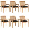 Image de vidaXL Chaises de jardin empilables avec coussins lot de 6 Teck solide