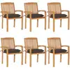 Image de vidaXL Chaises de jardin empilables avec coussins lot de 6 Teck solide