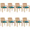 Image de vidaXL Chaises de jardin empilables avec coussins lot de 8 Teck solide