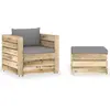Image de vidaXL Salon de jardin 2 pcs avec coussins Bois imprégné de vert