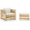 Image de vidaXL Salon de jardin 2 pcs avec coussins vert bois imprégné