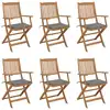 Image de vidaXL Chaises pliables de jardin lot de 6 avec coussins Bois d'acacia