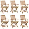 Image de vidaXL Chaises pliantes 6 pièces avec coussins en bois d'acacia massif