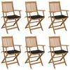 Image de vidaXL Chaises pliables de jardin lot de 6 avec coussins Bois d'acacia
