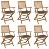 Image de vidaXL Chaises pliables de jardin lot de 6 avec coussins Bois d'acacia