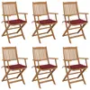 Image de vidaXL Chaises pliables de jardin lot de 6 avec coussins Bois d'acacia