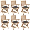 Image de vidaXL Chaises pliantes 6 pièces avec coussins en bois d'acacia massif