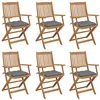 Image de vidaXL Chaises pliantes 6 pièces avec coussins en bois d'acacia massif
