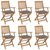 Image de vidaXL Chaises pliables de jardin lot de 6 avec coussins Bois d'acacia