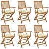 Image de vidaXL Chaises pliantes 6 pièces avec coussins en bois d'acacia massif