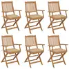 Image de vidaXL Chaises pliables de jardin lot de 6 avec coussins Bois d'acacia