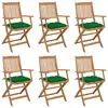 Image de vidaXL Chaises pliables de jardin lot de 6 avec coussins Bois d'acacia