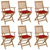 Image de vidaXL Chaises pliables de jardin lot de 6 avec coussins Bois d'acacia