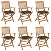 Image de vidaXL Chaises pliables de jardin lot de 6 avec coussins Bois d'acacia