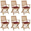 Image de vidaXL Chaises pliables de jardin lot de 6 avec coussins Bois d'acacia