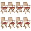 Image de vidaXL Chaises pliantes 8 pièces avec coussins en bois d'acacia massif