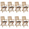 Image de vidaXL Chaises pliables de jardin lot de 8 avec coussins Bois d'acacia