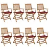 Image de vidaXL Chaises pliables de jardin lot de 8 avec coussins Bois d'acacia
